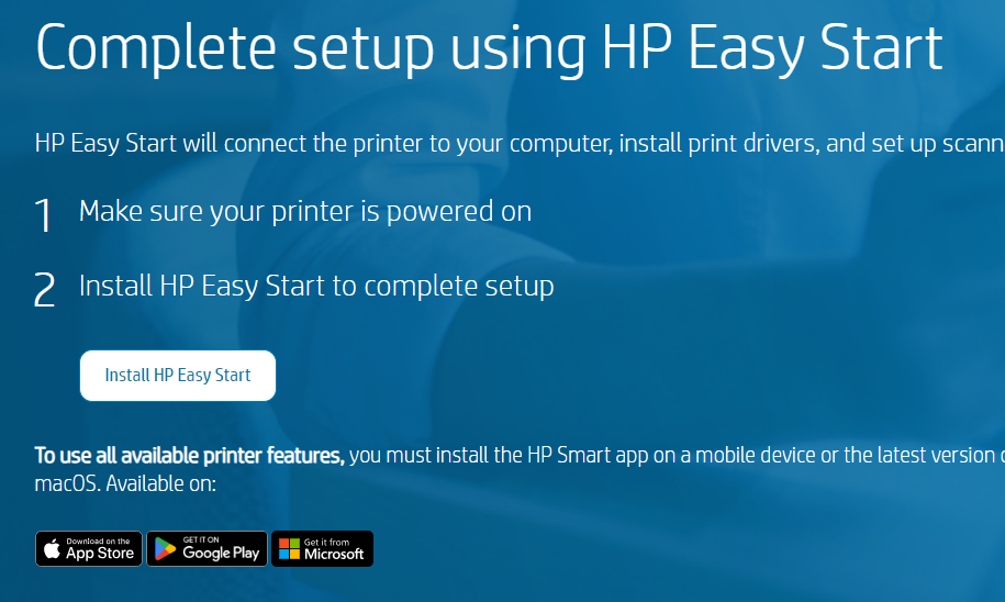 Install HP Easy Start Software.